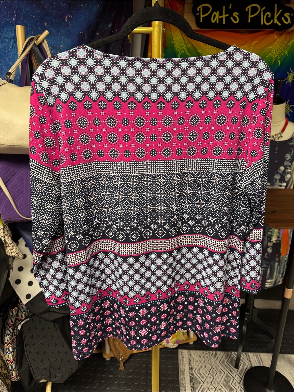 Ruby Rd. Pink Navy Geometric Print Tunic - Picture 3 of 3
